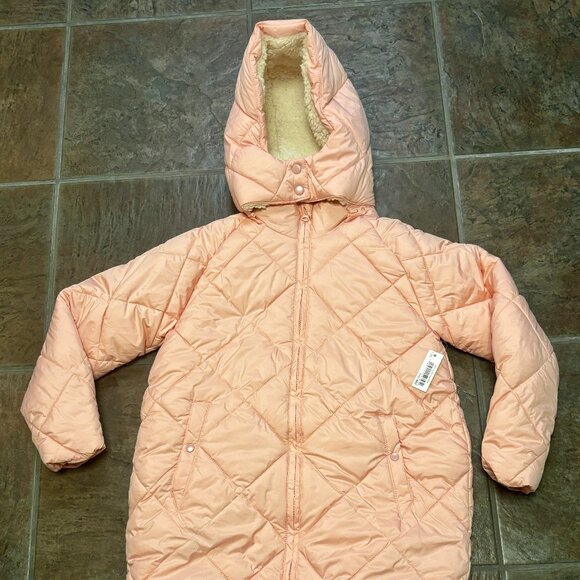 ~~Girls’ Amazon Essentials Long Quilted Cocoon Puffer Coat Pink - Large (10) ** - Picture 1 of 7